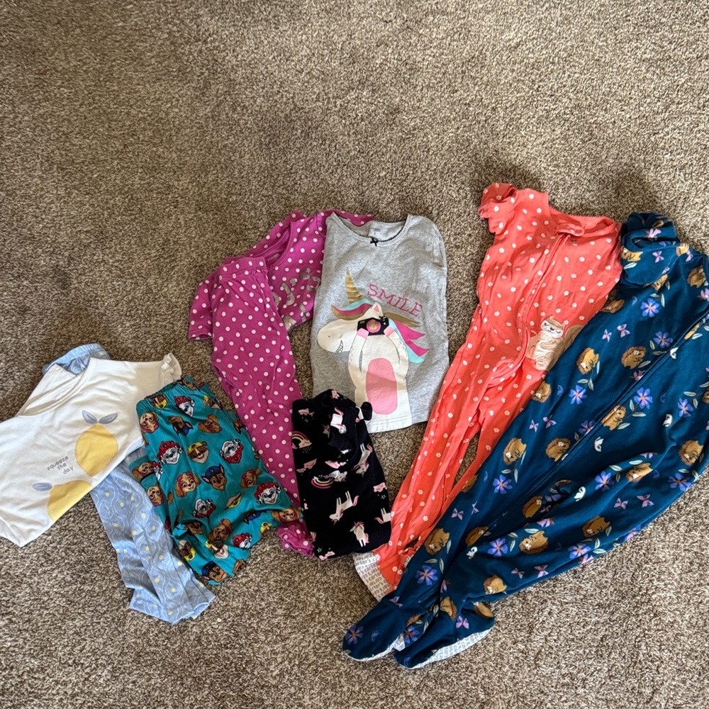 Girls Assorted Pajama Bundle - Polka Dot, Animal & Character Prints